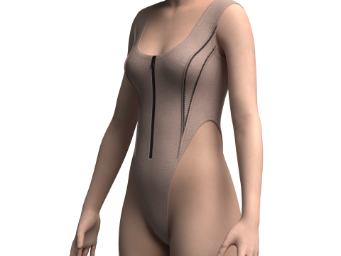Womens Destroyed Hoodie and Bodysuit Modelo 3D