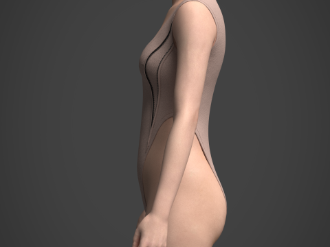 Womens Destroyed Hoodie and Bodysuit Modelo 3D