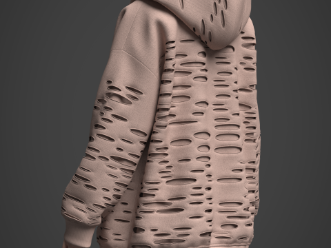 Womens Destroyed Hoodie and Bodysuit Modelo 3D