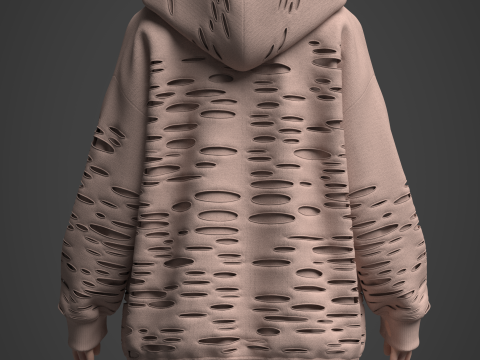 Womens Destroyed Hoodie and Bodysuit Modelo 3D