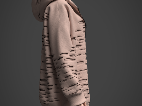 Womens Destroyed Hoodie and Bodysuit Modelo 3D