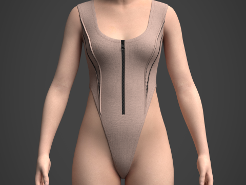 Womens Destroyed Hoodie and Bodysuit Modelo 3D