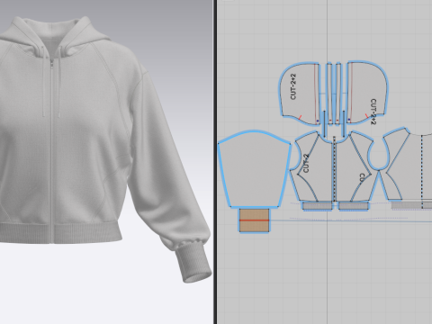 Female Short Hoodie Modelo 3D
