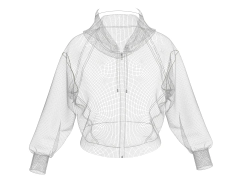 Female Short Hoodie 3D Model