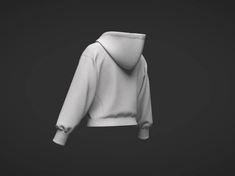 Female Short Hoodie 3D Model
