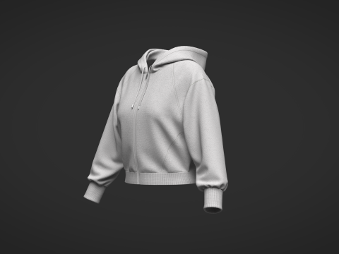 Female Short Hoodie Modelo 3D