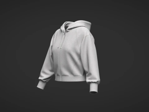 Female Short Hoodie 3D Model