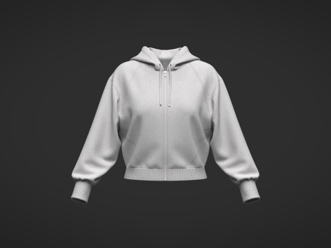 Female Short Hoodie Modelo 3D
