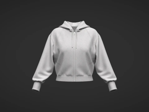 Female Short Hoodie 3D Model