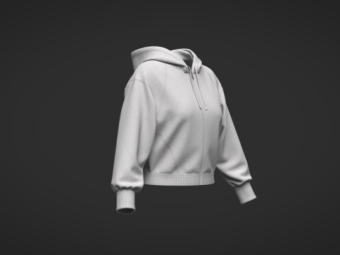 Female Short Hoodie Modelo 3D