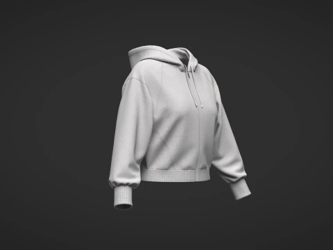 Female Short Hoodie 3D Model