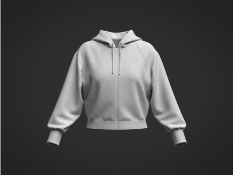Female Short Hoodie 3Dモデル