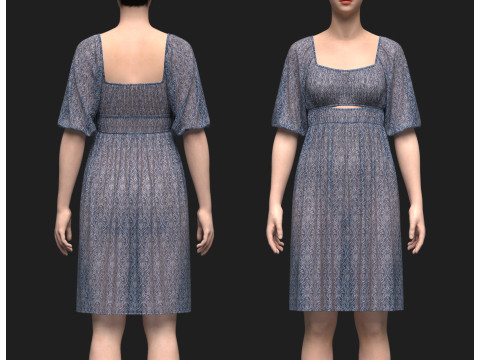 Womens Gathered Dress 3D Model