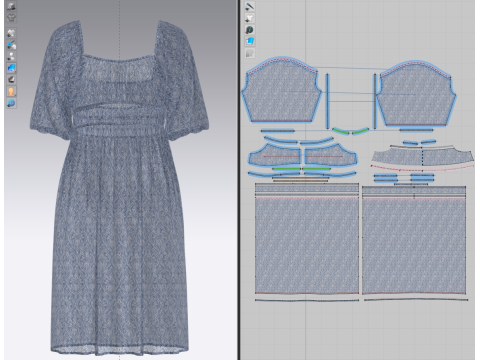 Womens Gathered Dress 3D 模型