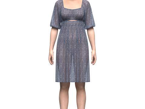 Womens Gathered Dress 3D 模型