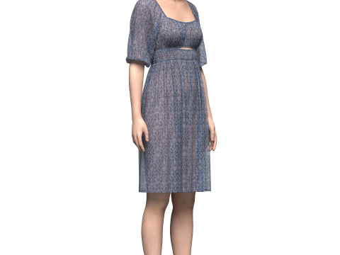 Womens Gathered Dress 3D 模型