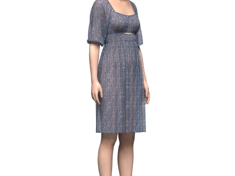 Womens Gathered Dress 3D Model
