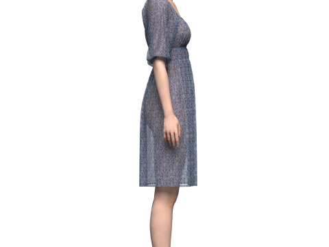 Womens Gathered Dress 3D 模型