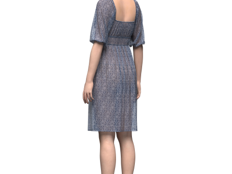 Womens Gathered Dress 3D 模型