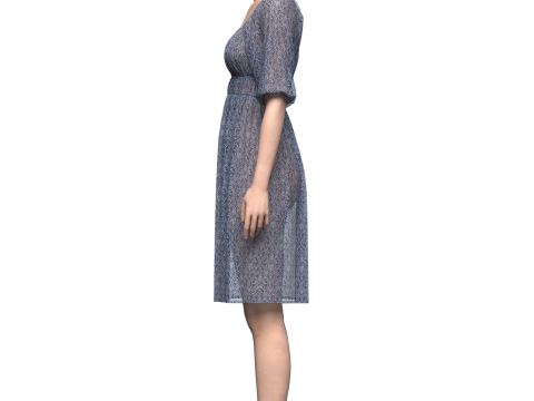 Womens Gathered Dress 3D 模型