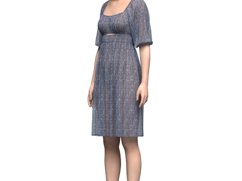 Womens Gathered Dress 3D 模型
