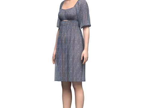 Womens Gathered Dress 3D Model