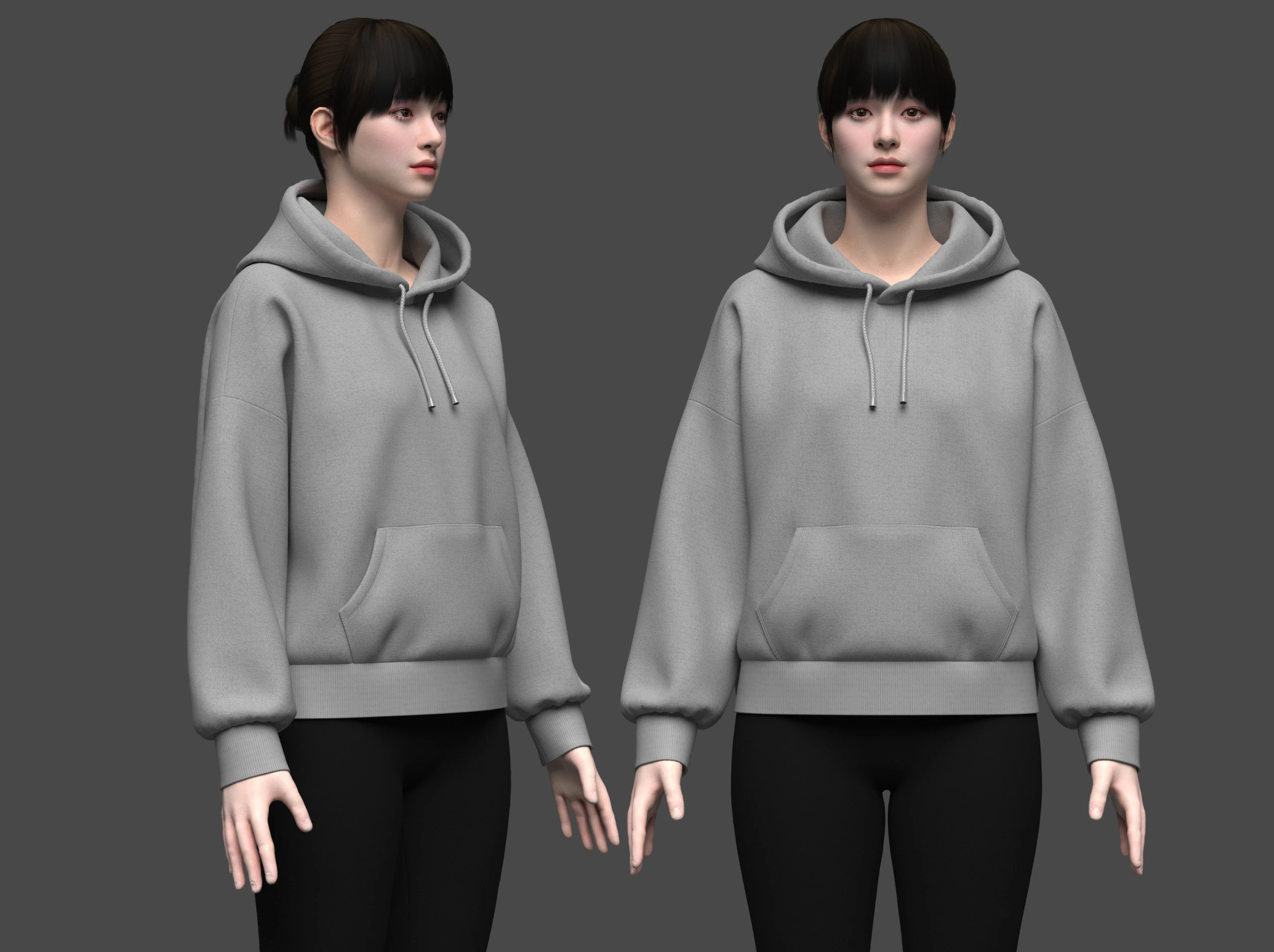 Women Oversized Hoodie 3D Model .c4d .max .obj .3ds .fbx .stl .blend