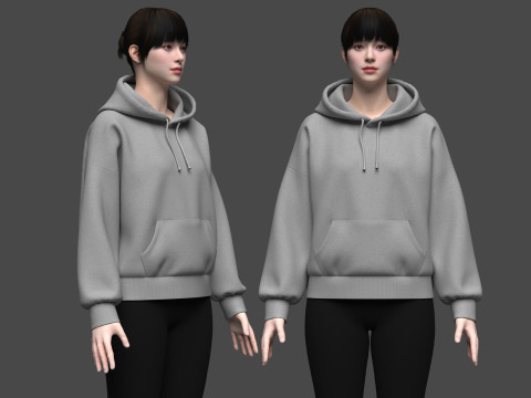 Women Oversized Hoodie 3Dモデル