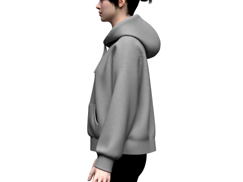 Women Oversized Hoodie 3D Model