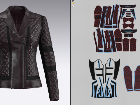 Womens Quilted Leather Jacket 3D Model