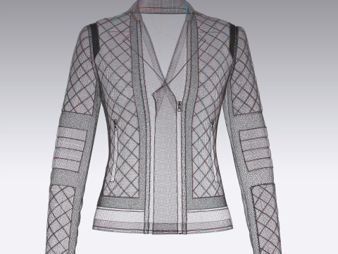 Womens Quilted Leather Jacket 3D Model