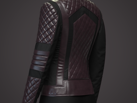 Womens Quilted Leather Jacket 3D Model