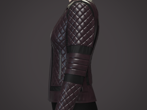 Womens Quilted Leather Jacket 3D Model