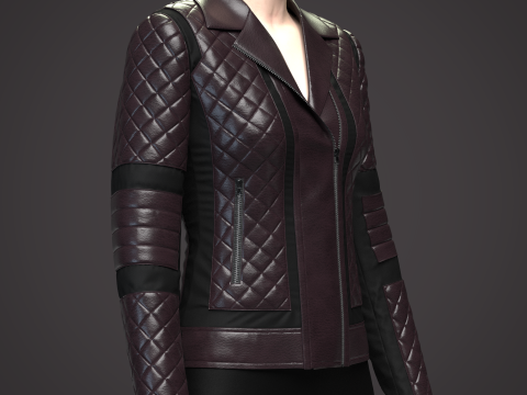 Womens Quilted Leather Jacket 3D Model