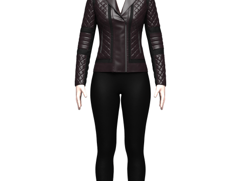 Womens Quilted Leather Jacket 3D Model