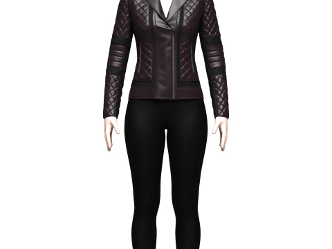 Womens Quilted Leather Jacket 3D Model
