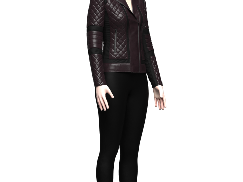Womens Quilted Leather Jacket 3D Model