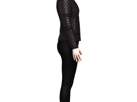 Womens Quilted Leather Jacket 3D Model