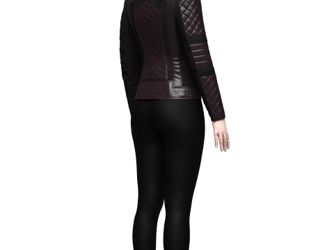 Womens Quilted Leather Jacket 3D Model