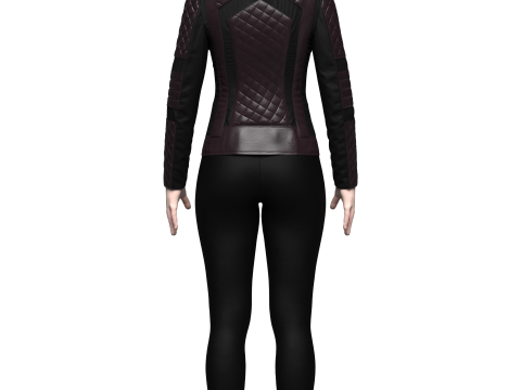 Womens Quilted Leather Jacket 3D Model