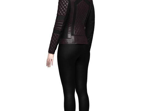 Womens Quilted Leather Jacket 3D Model
