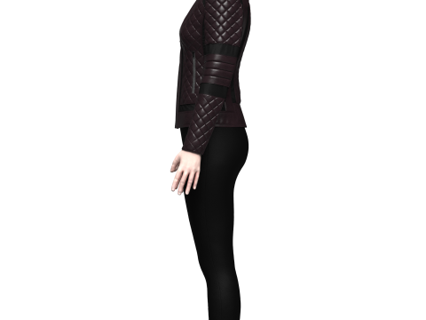 Womens Quilted Leather Jacket 3D Model