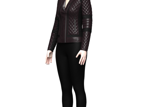 Womens Quilted Leather Jacket 3D Model