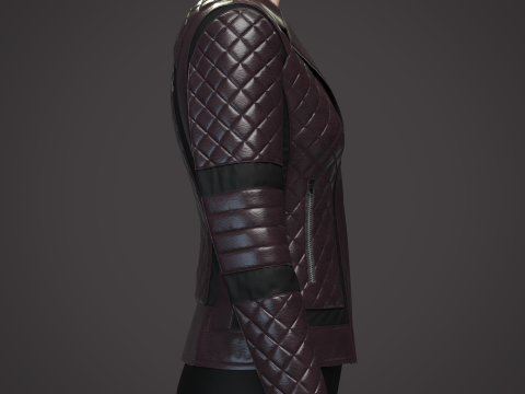 Womens Quilted Leather Jacket 3D Model