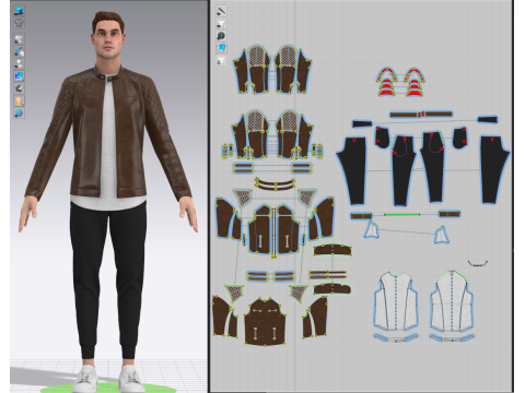 Mens Leather Jacket Outfit 3D Model