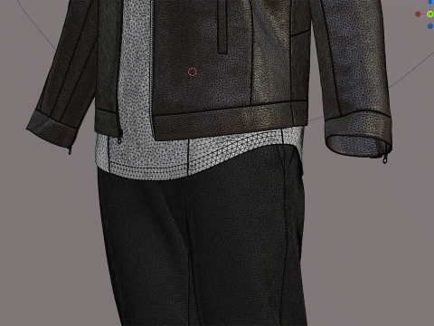 Mens Leather Jacket Outfit 3D Model