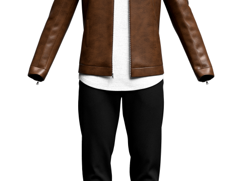 Mens Leather Jacket Outfit 3D Model
