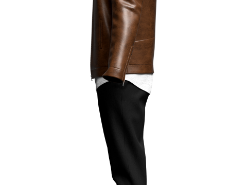 Mens Leather Jacket Outfit 3D Model