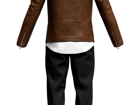 Mens Leather Jacket Outfit 3D Model