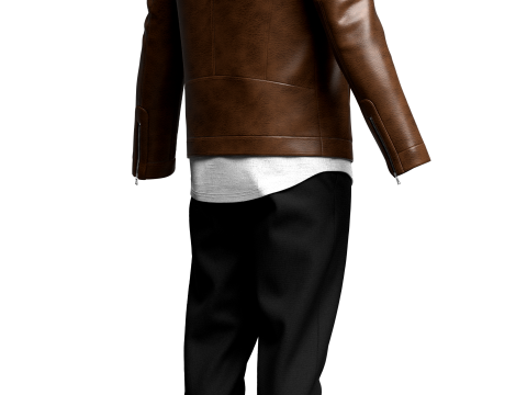 Mens Leather Jacket Outfit 3D Model